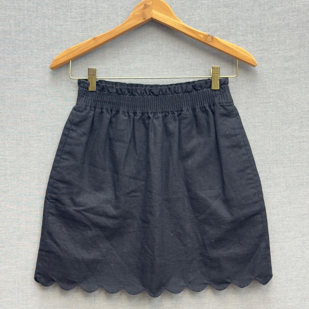 J‎ Crew Scalloped Sidewalk Mini Skirt Linen Blend  Womens Size 0